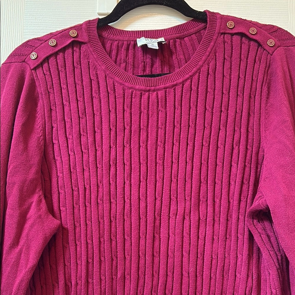 Kim Rogers Berry Ribbed Sweater